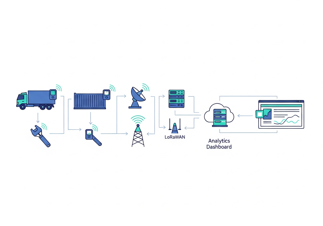 IoT Asset Tracking Ecosystem - devices, connectivity, cloud, analytics