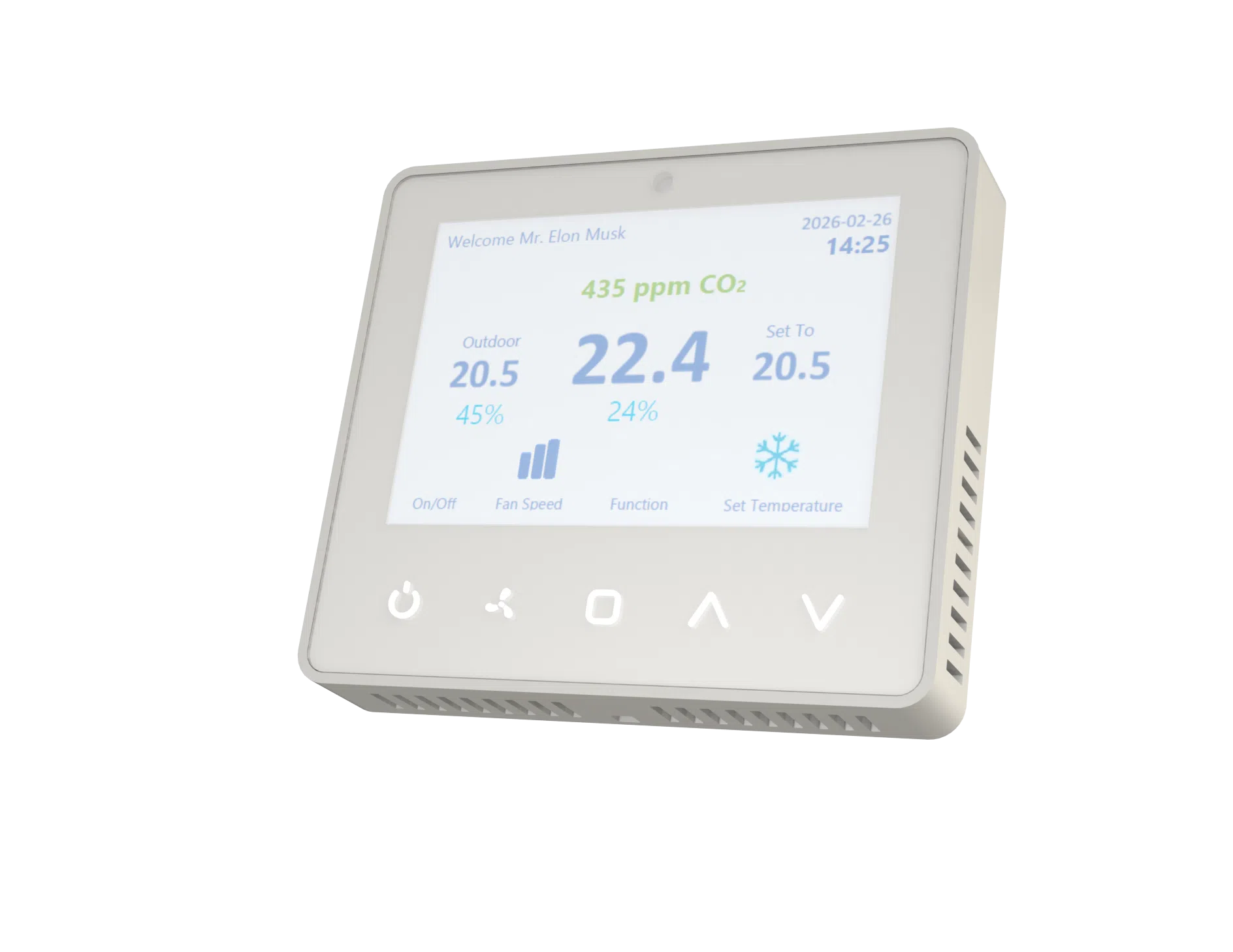 TEKTELIC Harmony smart thermostat with CO2 monitoring and HVAC control